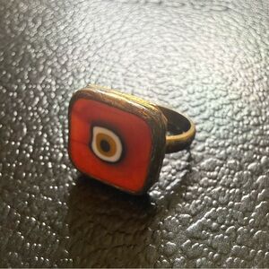 FREE🔅Orange Evil Eye Square Ring*